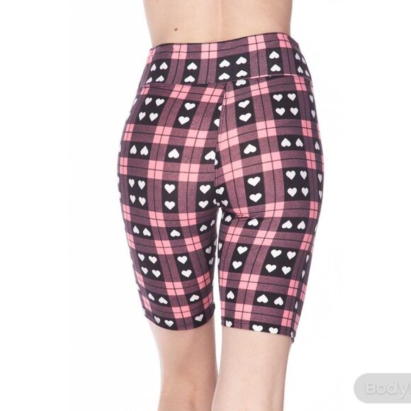 Heart Plaid Biker Shorts [ One Size Plus] - Picture 3 of 9